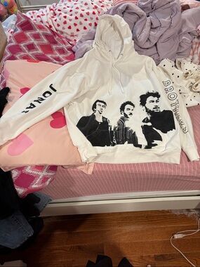Black and White Graphic Jonas Brothers Hoodie